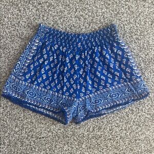 Blue Patterned Women's Shorts